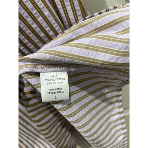 Pomander Place Tuckernuck Lilac Stripe Seersucker Finley Flutter Sleeve Dress L - Picture 7 of 11